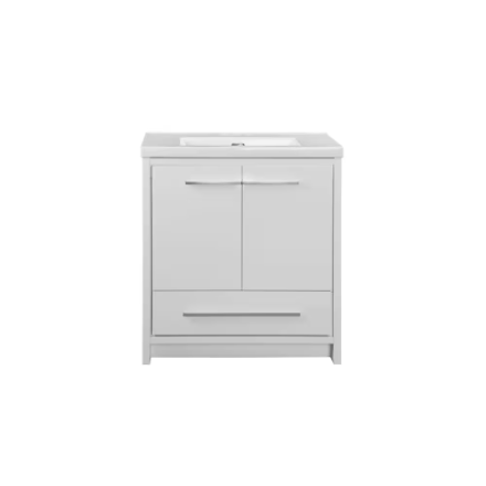 Romali 30-inch Bathroom Vanity with Ceramic Top in Gloss White Finish