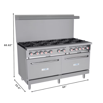 Koolmore 60 in. Commercial 10 Burner Natural Gas Range in Stainless-Steel