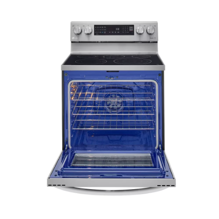 LG Electronics Smart Electric Glass-Ceramic Top Range with InstaView and Air Frier Oven in Smudge Resistant Stainless Steel