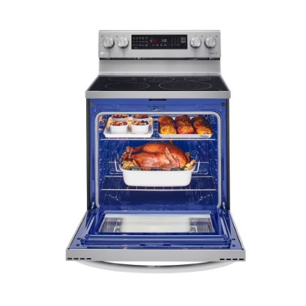 LG Electronics Smart Electric Glass-Ceramic Top Range with InstaView and Air Frier Oven in Smudge Resistant Stainless Steel