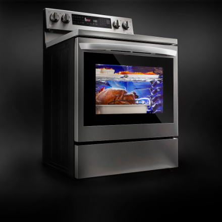 LG Electronics Smart Electric Glass-Ceramic Top Range with InstaView and Air Frier Oven in Smudge Resistant Stainless Steel