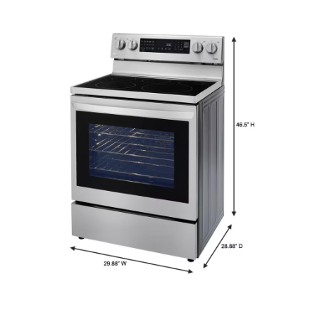 LG Electronics Smart Electric Glass-Ceramic Top Range with InstaView and Air Frier Oven in Smudge Resistant Stainless Steel