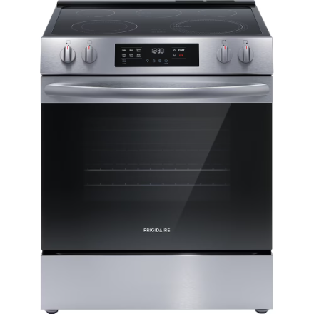 Frigidaire 30-inch Slide-In Electric Range with Even Temp Cooktop and Steam Clean in Stainless Steel