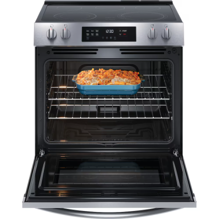 Frigidaire 30-inch Slide-In Electric Range with Even Temp Cooktop and Steam Clean in Stainless Steel