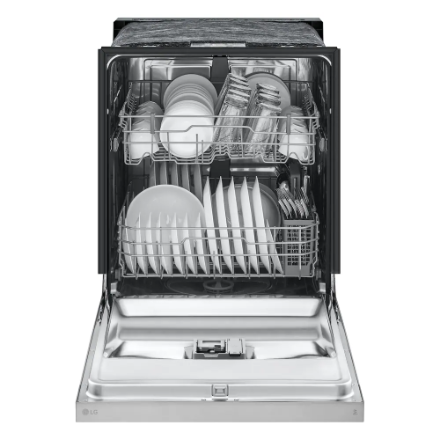 LG Electronics 24-inch Front Control Dishwasher in Platinum Silver with Stainless Steel Tub, AutoLeak Protection and Adjustable Racks