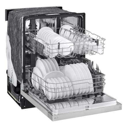 LG Electronics 24-inch Front Control Dishwasher in Platinum Silver with Stainless Steel Tub, AutoLeak Protection and Adjustable Racks