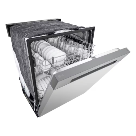 LG Electronics 24-inch Front Control Dishwasher in Platinum Silver with Stainless Steel Tub, AutoLeak Protection and Adjustable Racks