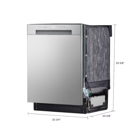 LG Electronics 24-inch Front Control Dishwasher in Platinum Silver with Stainless Steel Tub, AutoLeak Protection and Adjustable Racks