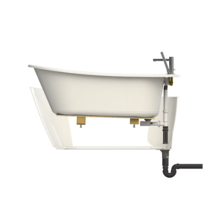 MAAX Sax 60 in. L x 32 in. W x 25 in. H 2-Piece Oval AcrylX Applied Acrylic Freestanding Bathtub, End Drain, in White with 14 inch Soaking Depth
