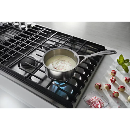 KitchenAid 36-inch Downdraft Gas Cooktop with 5 Burners in Stainless Steel