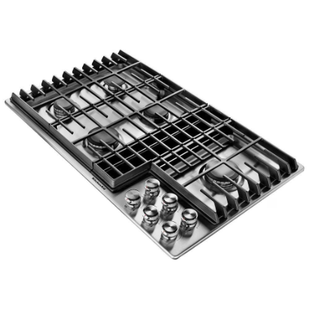 KitchenAid 36-inch Downdraft Gas Cooktop with 5 Burners in Stainless Steel