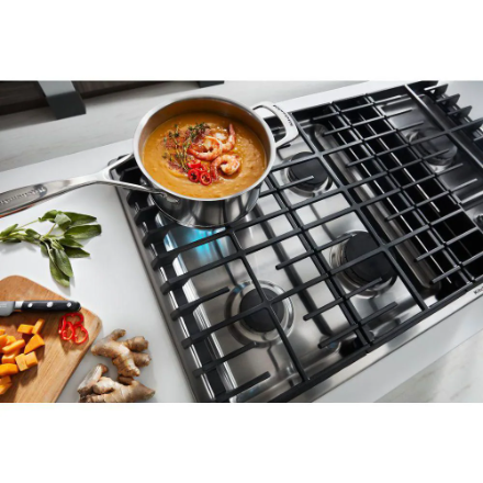 KitchenAid 36-inch Downdraft Gas Cooktop with 5 Burners in Stainless Steel
