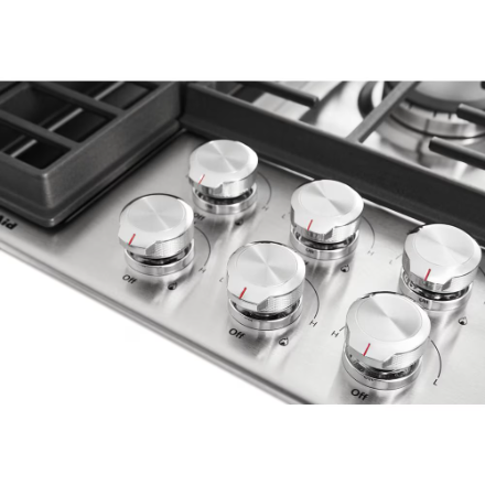 KitchenAid 36-inch Downdraft Gas Cooktop with 5 Burners in Stainless Steel