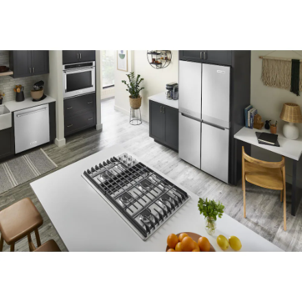 KitchenAid 36-inch Downdraft Gas Cooktop with 5 Burners in Stainless Steel
