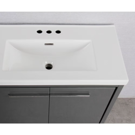 Glacier Bay Romali 30 inch Vanity with Ceramic Top in Gloss Grey Finish