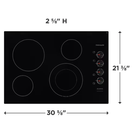 My Store Frigidaire 30-inch Radiant Electric Cooktop in Black with 4 Elements including Quick Boil