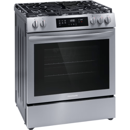 The Home Delight Frigidaire 30-inch Freestanding Gas Range with Convection Bake and Self-Cleaning Oven in Stainless Steel
