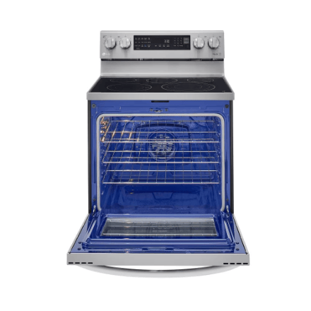The Home Delight LG Electronics Smart Electric Glass-Ceramic Top Range with InstaView and Air Frier Oven in Smudge Resistant Stainless Steel