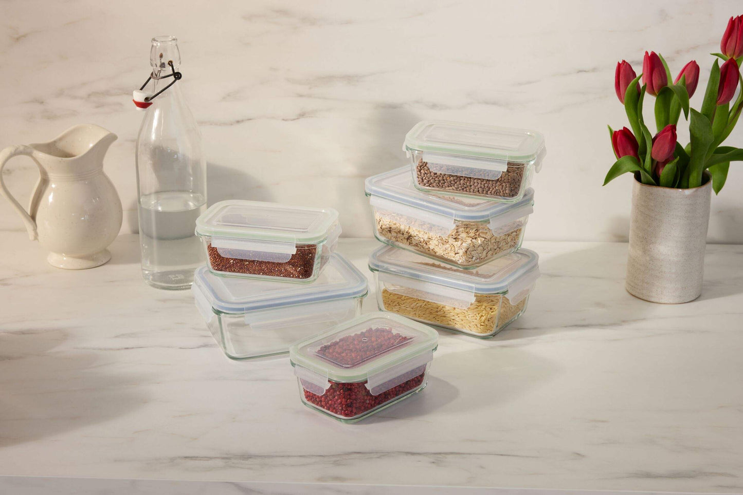 Vida by PADERNO Glass Clip Lid Food Storage Container Set with Leakproof Lids, 10 Count