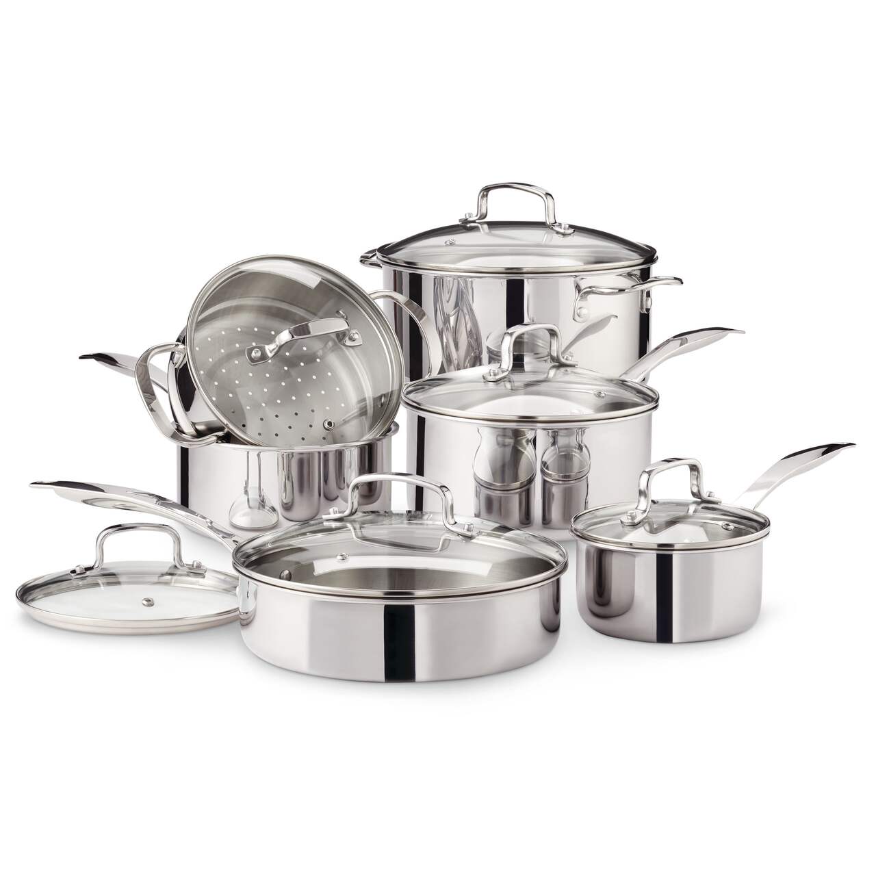 Vida by PADERNO Elite Series 3-Ply Cookware Set, Oven Safe, Stainless Steel