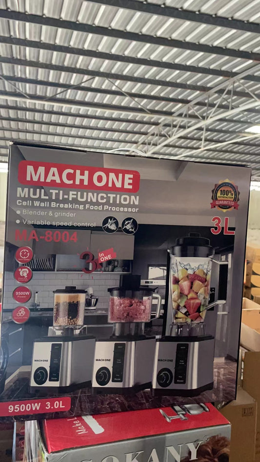 3-In-1 Mach One Blender, 3L, 9500W, Stainless Steel Meat Grinder, Fruit Juice Smoothie Blender