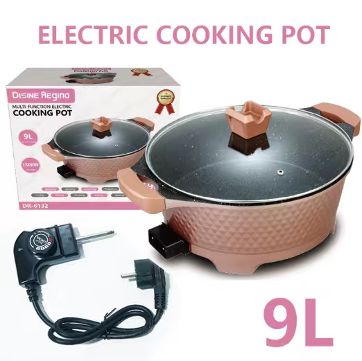 DR-6132 Multipurpose 2200W Electric Cooking Pot - 9L -Brown