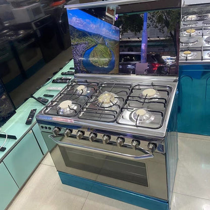 900MM Gas Range with 5 Burner Quick Boil Cooktop Oven in Stainless Steel