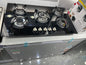 Built-In Gas Stove Cooktop with 5 Burners in Black Tempered Glass