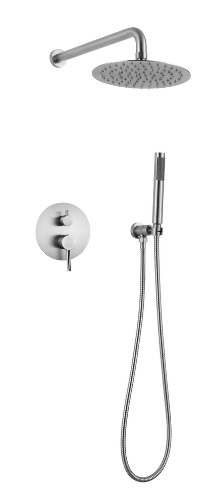 AS005-N Chrome shower faucet with round hand shower and rain showerhead