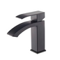 BD006-B Matte black single-hole square bathroom sink faucet with curved spout