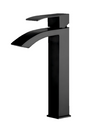 BF006H-B Matte black single-hole faucet with curved spout for vessel sink