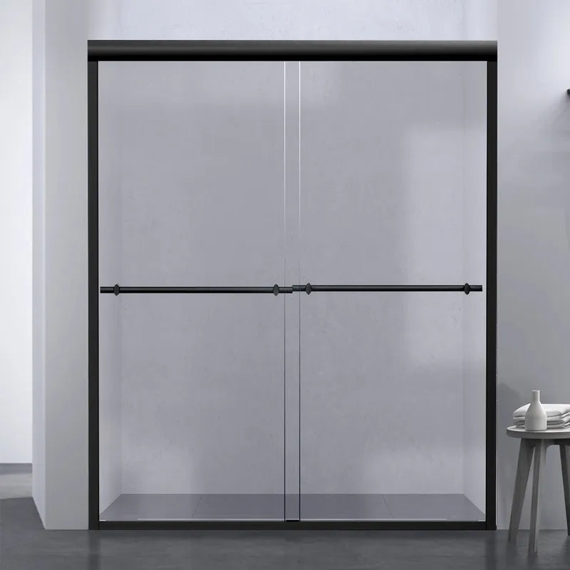 60" Sliding shower door with matte black frame