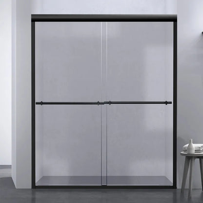60" Sliding shower door with matte black frame
