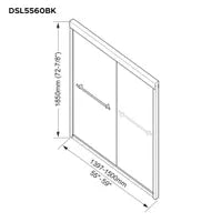 60" Sliding shower door with matte black frame