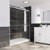 60" Sliding shower door with matte black frame