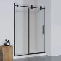 60" Matte black sliding shower door