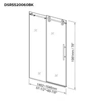 60" Matte black sliding shower door
