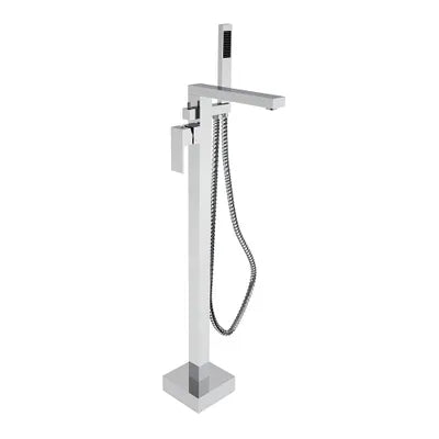 Chrome finish freestanding bathtub faucet