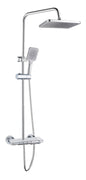 SP01 Square thermostatic shower column with rain shower, hand shower and spout