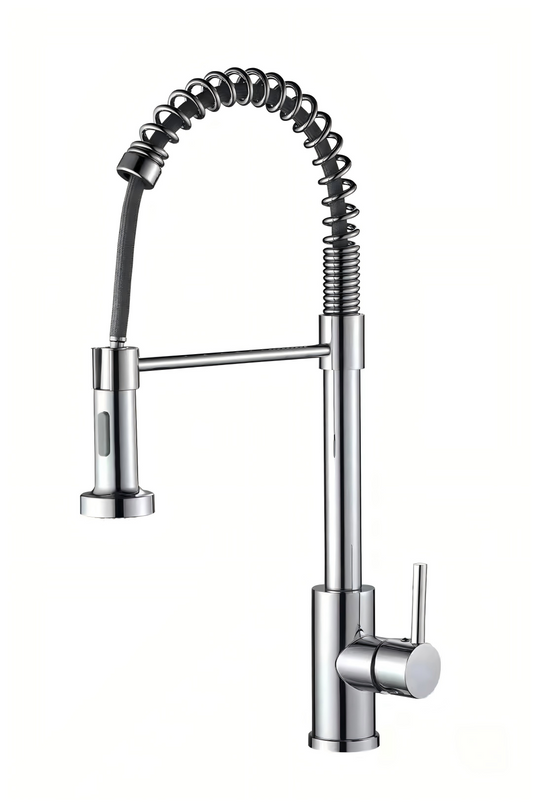PK001-C Chrome chef-style kitchen faucet with pull-down spout