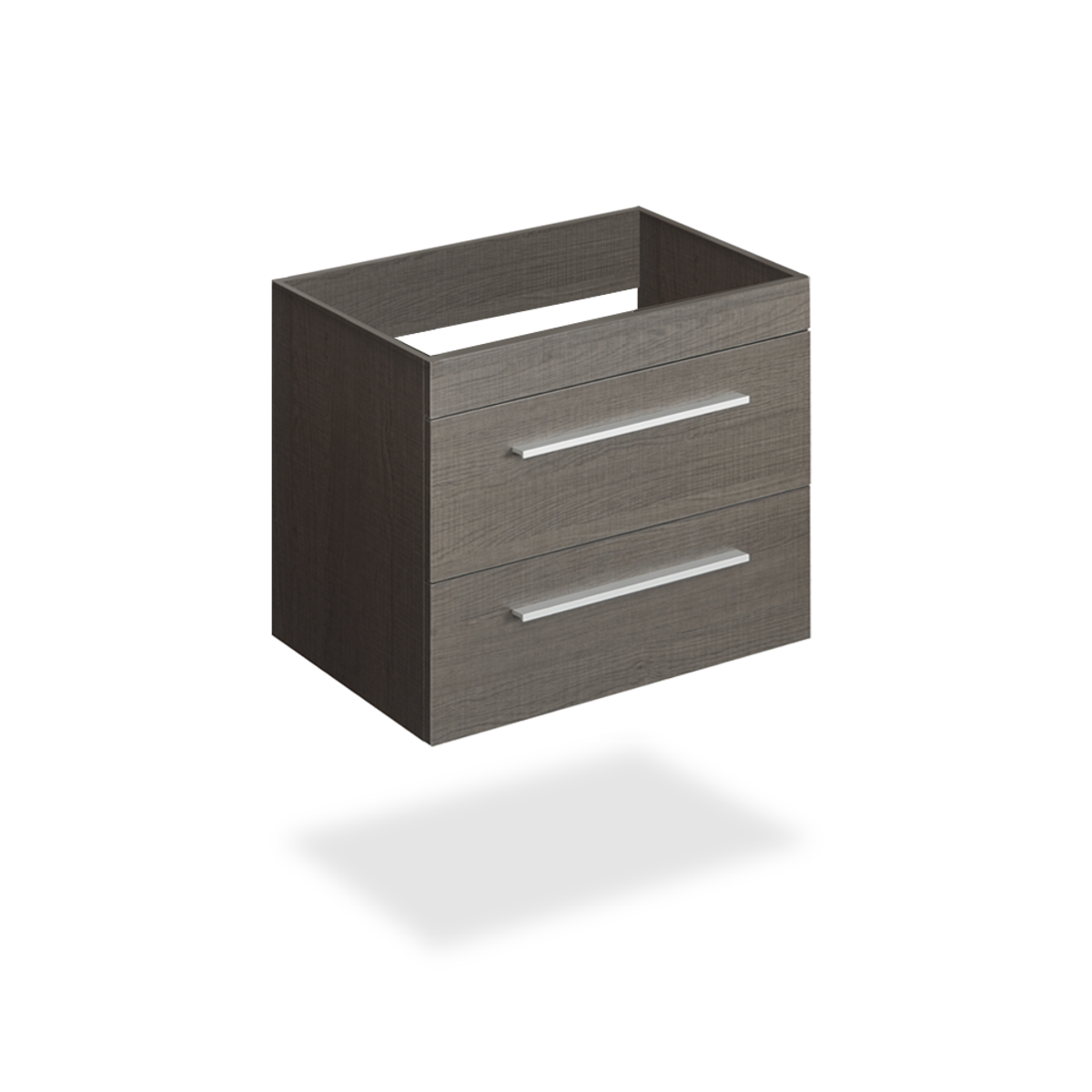 24" Grey oak finish wall vanity with 2 drawers