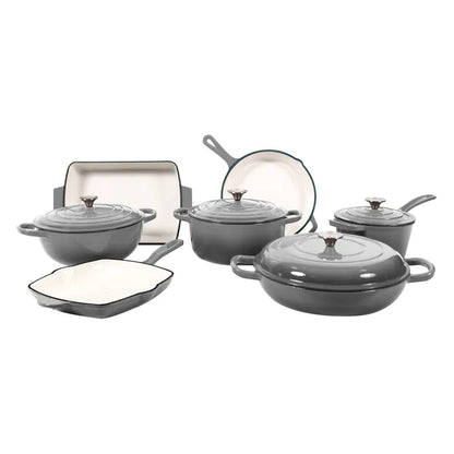 CAAB Home Delight 11 Pieces Cast Iron Enameled Cookware Set