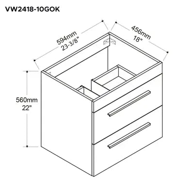 CAAB Home Delight 24" Grey oak finish wall vanity with 2 drawers