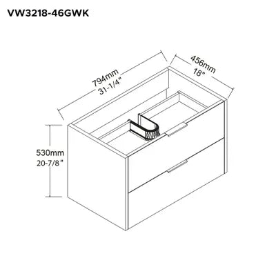 CAAB Home Delight 32" Glossy white wall vanity with 2 drawers