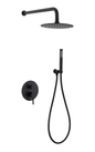 CAAB Home Delight AS005-B Black shower set with rain shower head, wall-mounted control handle, and handheld shower