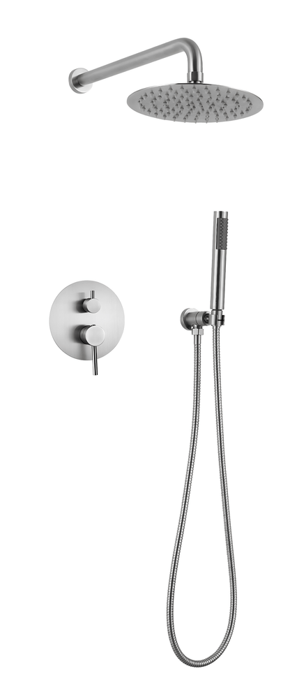 CAAB Home Delight AS005-N Chrome shower faucet with round hand shower and rain showerhead