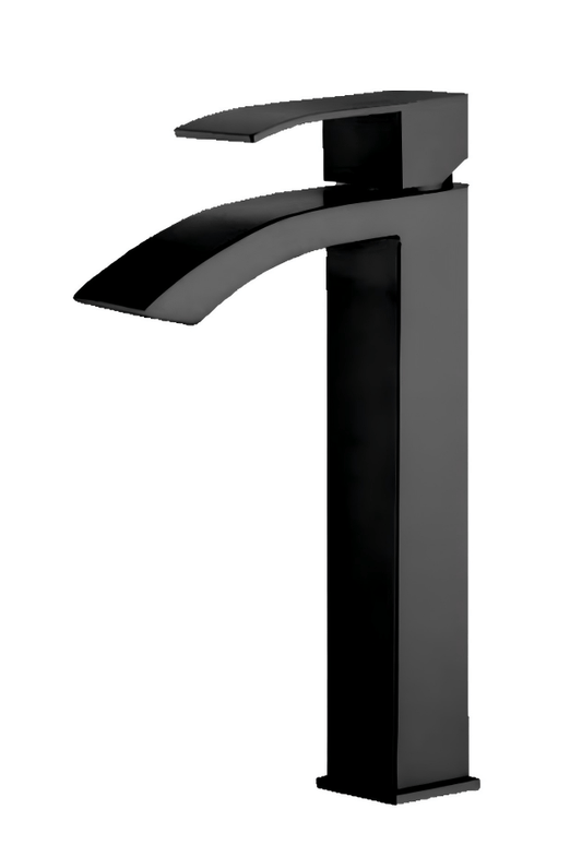 CAAB Home Delight BF006H-B Matte black single-hole faucet with curved spout for vessel sink