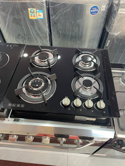 CAAB Home Delight Built-In Gas Stove Cooktop with 4 Sealed Burners in Black Tempered Glass