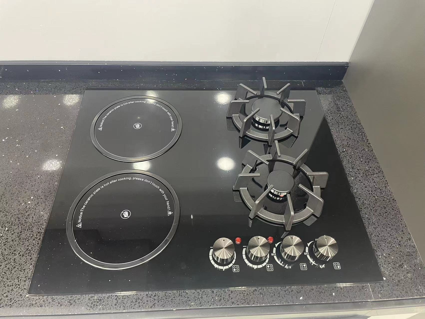 CAAB Home Delight Built-In Smooth Surface Gas and Electric Cooktop with 2 Gas and 2 Electric Burner