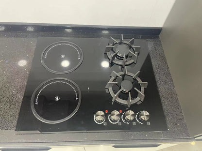 CAAB Home Delight Built-In Smooth Surface Gas and Electric Cooktop with 2 Gas and 2 Electric Burner